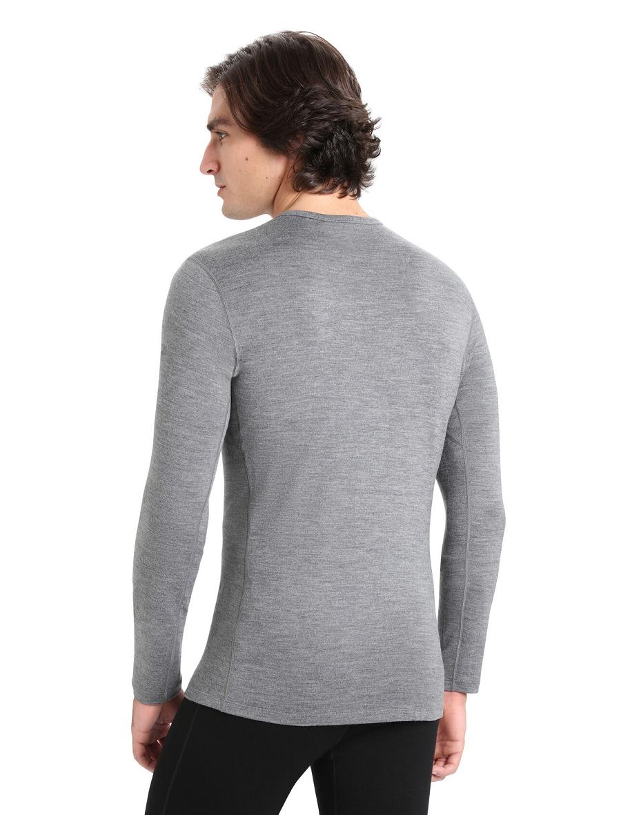 Icebreaker Merino 260 Tech Long Sleeve Crewe Thermal Top Férfi Base Layers Szürke | HU 1396BEXC